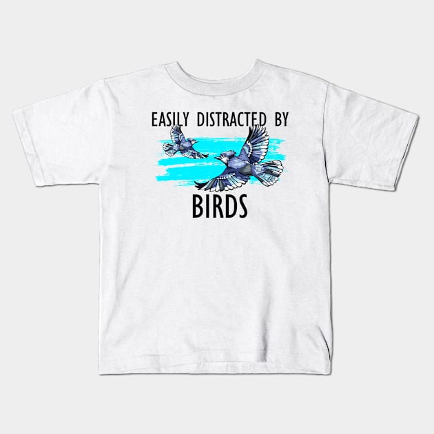 easily distracet ny birds Kids T-Shirt by Jabinga